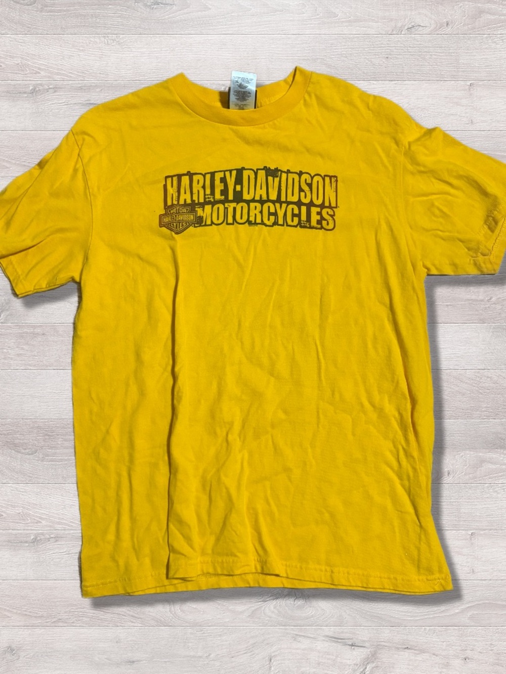 Vintage Harley Davidson Yellow Logo T-Shirt Biker Motorcycles Men’s Large